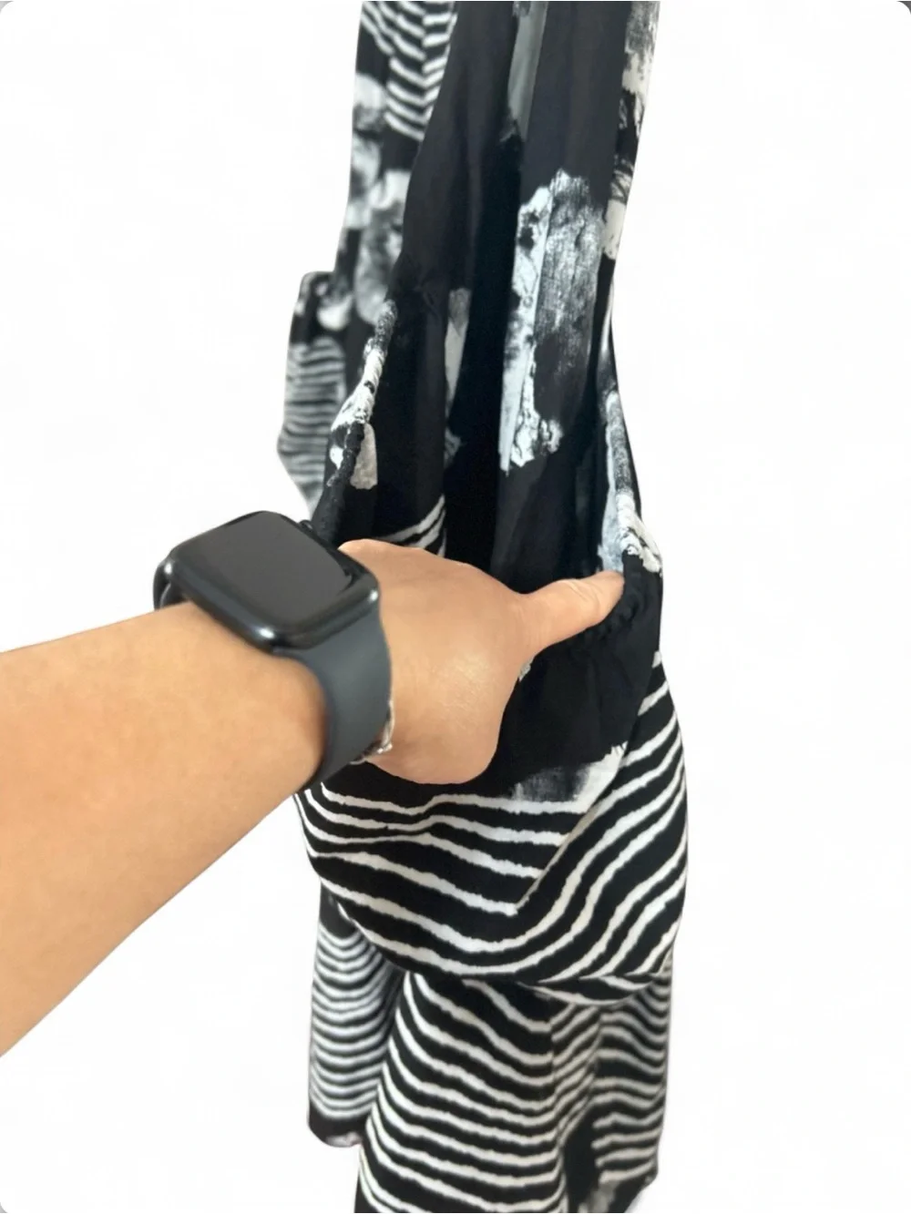 Look At Me Black & White Striped Baggy Wide-Leg Pants Big Pockets Elastic Waist